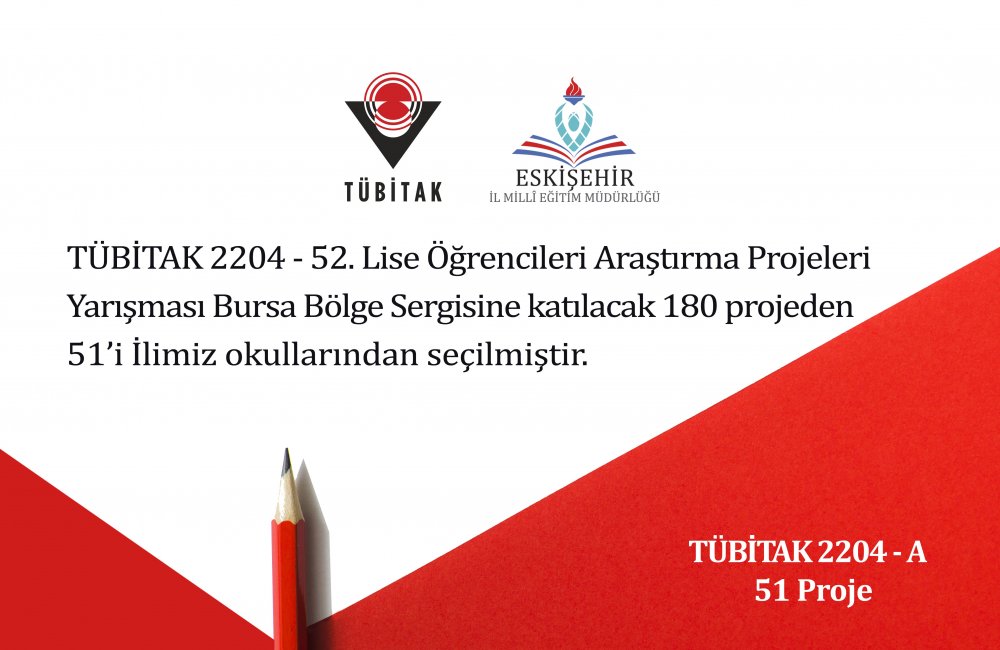 Eskişehir Milli Eğitim Müdürlüğü 52’incisi düzenlenen Lise Öğrencileri Araştırma Projeleri Yarışması Bursa sergisine 51 projeyle katılım sağlanacağını duyurdu.